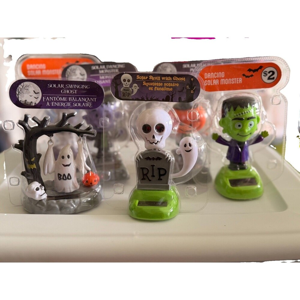HALLOWEEN Solar Powered Dancing Toy Bobblehead Figures Lot of 6